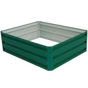 40 in. L x 32 in. W x 12 in. H Patio Metal Dark Green Garden Bed for Vegetable Flower Planting