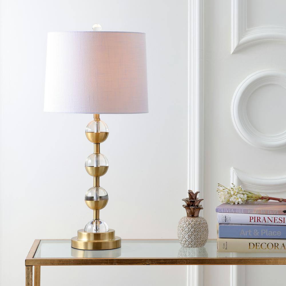 Avery 27.5" Crystal and Brass Gold Table Lamp Set
