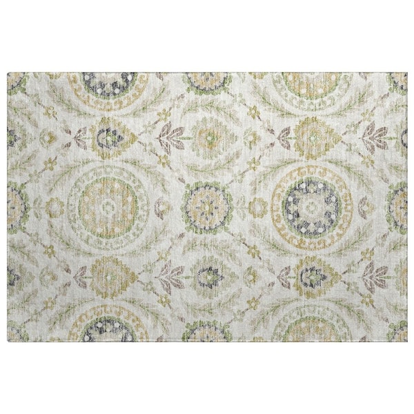 Dream Shag Premium Machine Washable Abstract ADS751 Ivory 2 ft. x 3 ft. Accent Rug