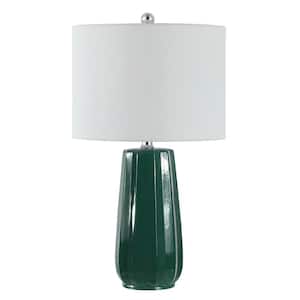 Yani 24.5 in. Dark Green Table Lamp with White Shade