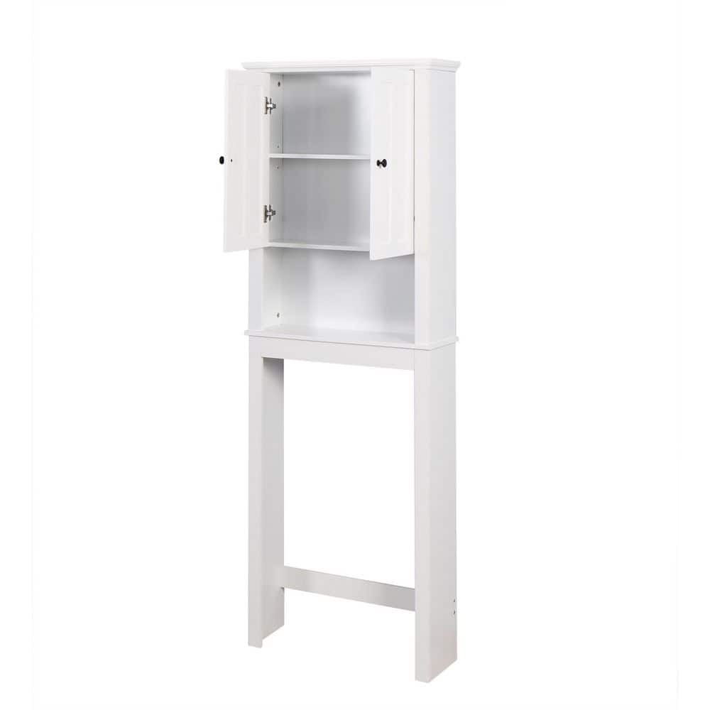 23 in. W x 67 in. H x 7.7 in. D White Bathroom Wood Organizer Shelf Over-th