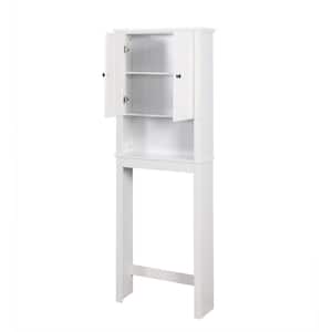 23 in. W x 67 in. H x 7.7 in. D White Bathroom Wood Organizer Shelf Over-the-Toilet Storage Rack Cabinet Spacesaver