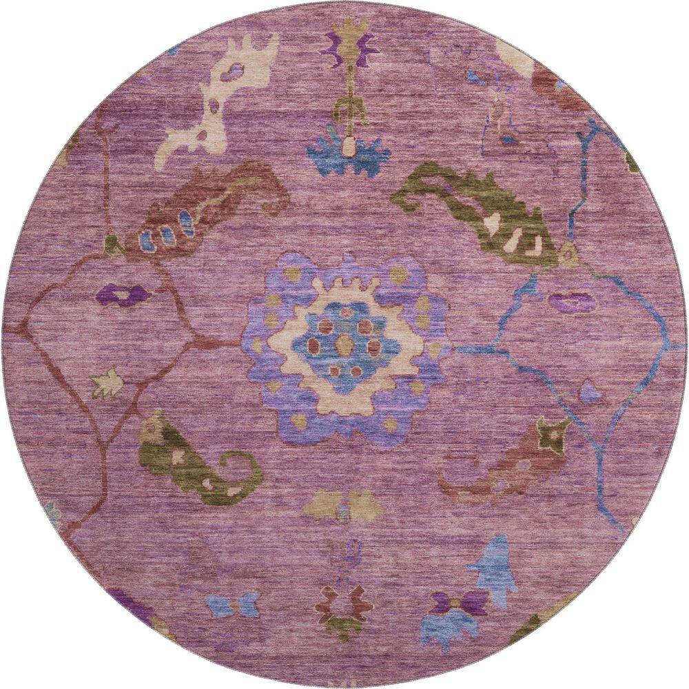 Mayfield Premium Machine Washable Abstract AMF2230 Pink 8 ft. x 8 ft. Round Rug price history on PriceWatchPro
