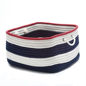 Maritime 14 in. x 14 in. x 10 in. Navy and Red Stripe Polypropylene Basket