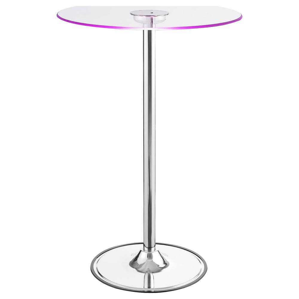 Round Clear Glass Extendable Bar Height Table with Chrome Base