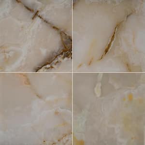 White Onyx 12 in. x 12 in. Polished Onyx Floor and Wall Tile (10 sq. ft./Case)