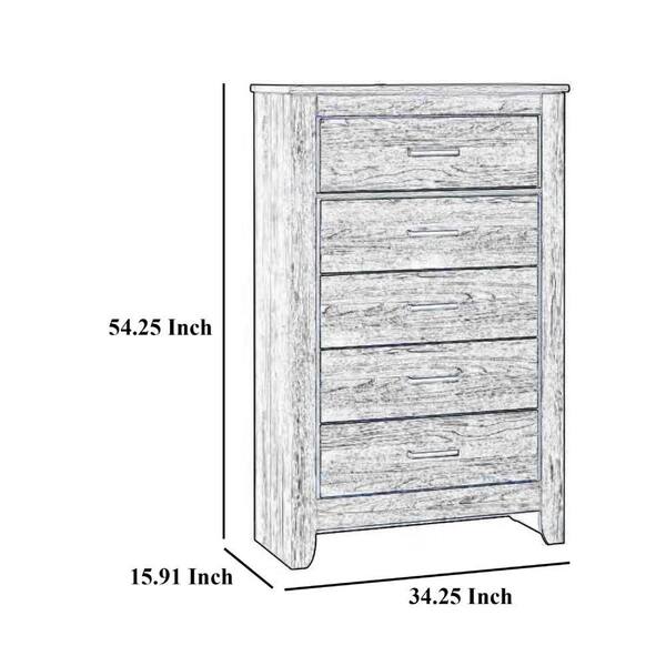 Benjara Brin Dark Charcoal Gray 5-Drawer 15.91 in. Tall