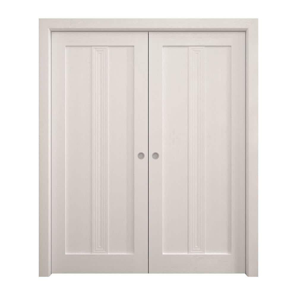 36 in. x 84 in. Painted White Oak Solid Wood Double Pocket Doors with Hardware price history on PriceWatchPro