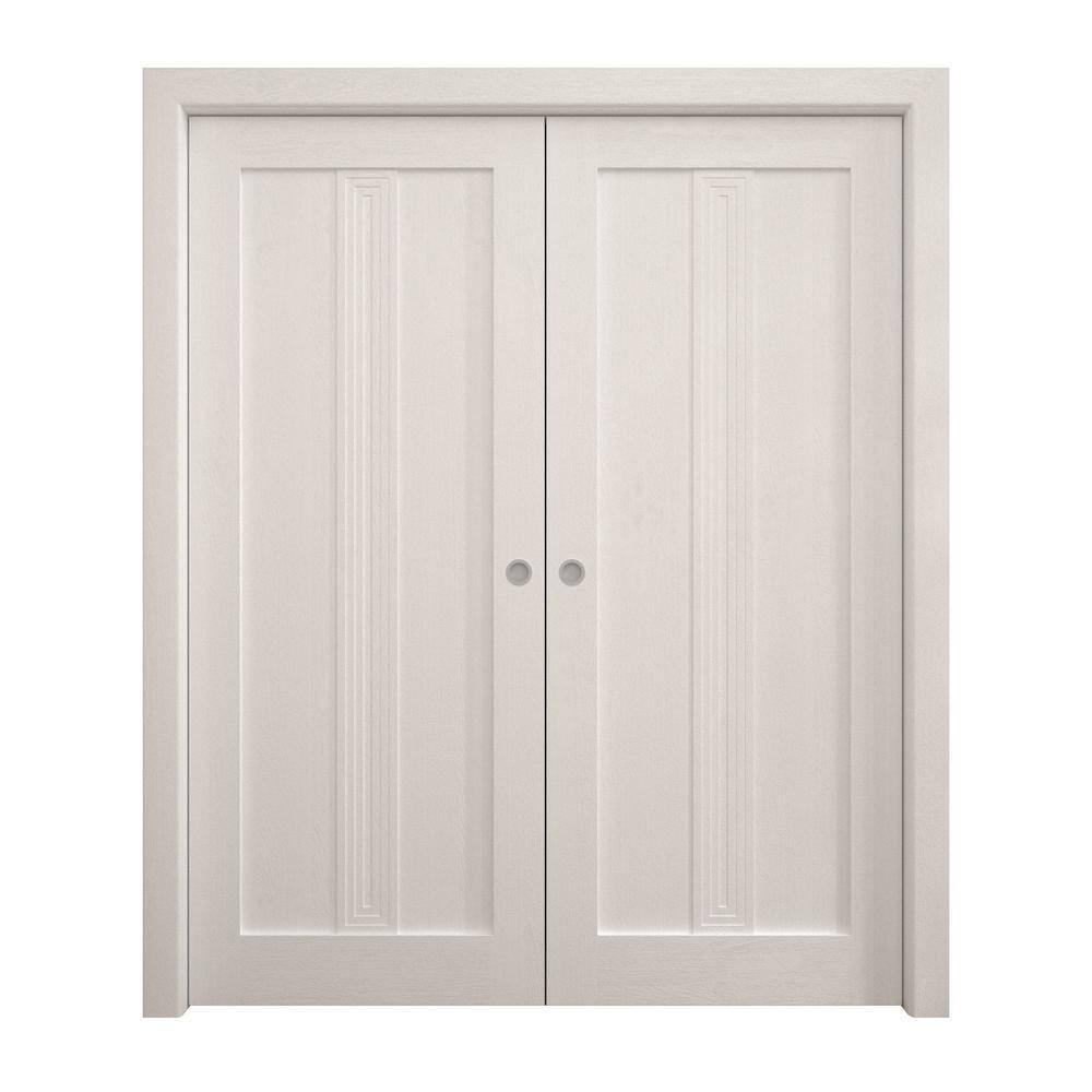 48 in. x 84 in. Painted White Oak Solid Wood Double Pocket Doors with Hardware price history on PriceWatchPro