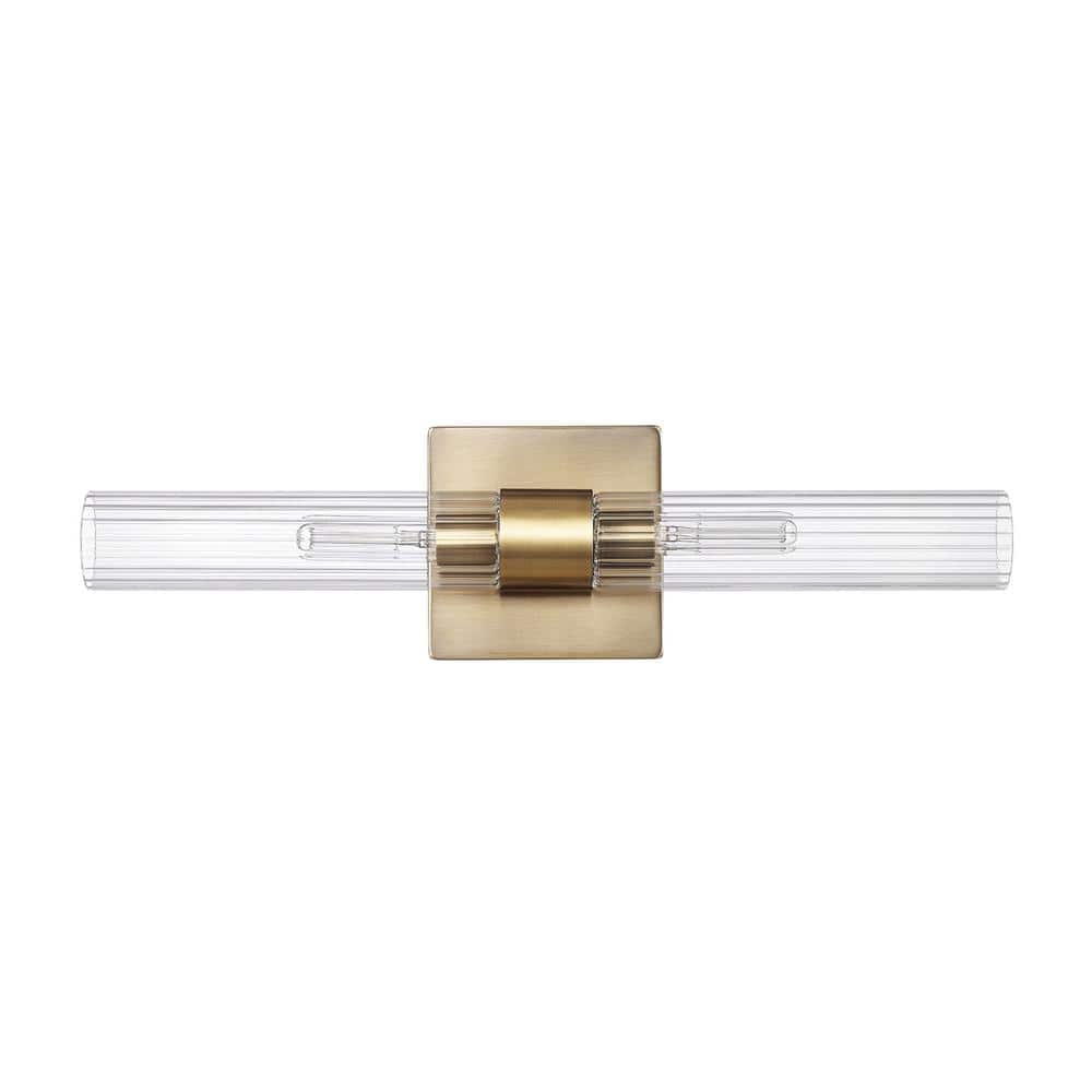Globe Electric 18 in. 2Light Matte Brass Vanity Light with Ribbed
