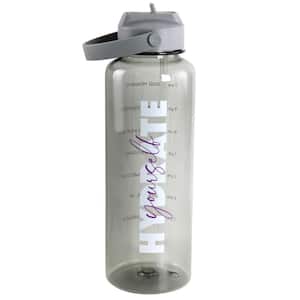 Brever 50 oz. Hydrate Yourself Hourly Motivation Plastic Water Bottle in Grey