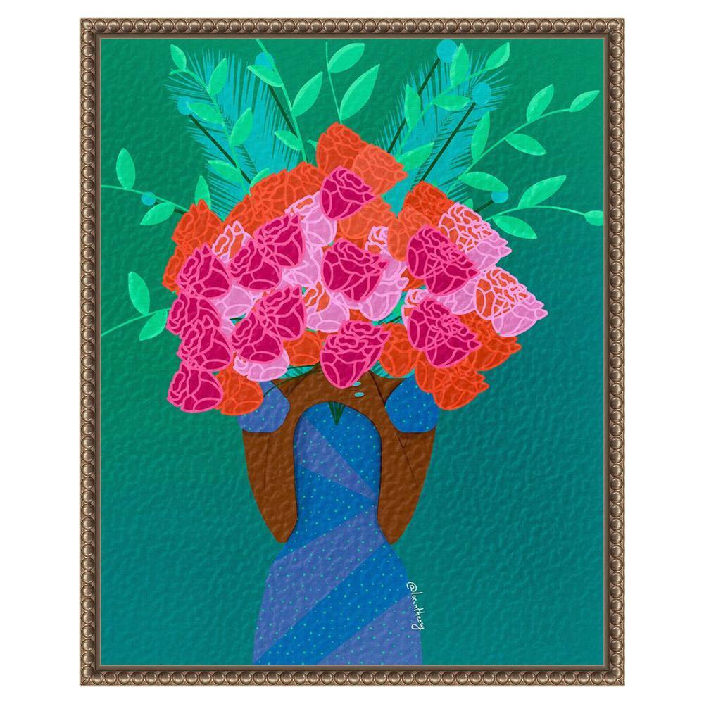 Botanic-Inspired Beaded Bronze Framed Canvas Wall Art 16 x 20-in.