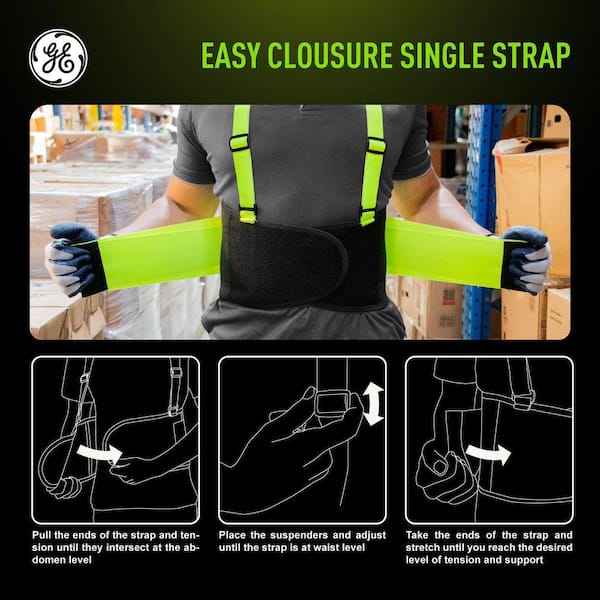 GE M Back Support Belt in Hi-Vis Yellow-GR542M GR542M - The Home Depot