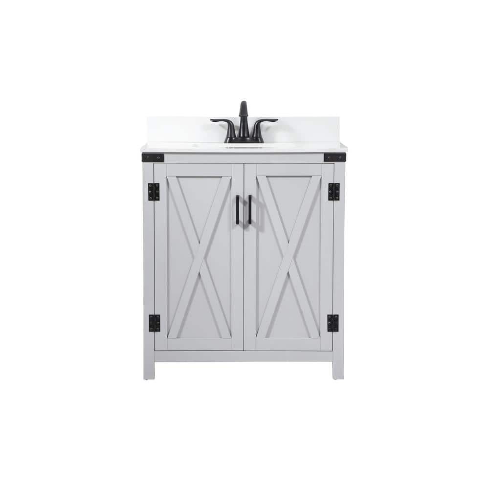 Simply Living 30 in. W x 19 in. D x 34 in. H Bath Vanity in Grey with Ivory
