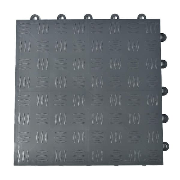 Greatmats Diamond Top 12-1/8 in. W x 12-1/8 in. L Dark Gray Polypropylene Garage Flooring Tile (Case of 25)