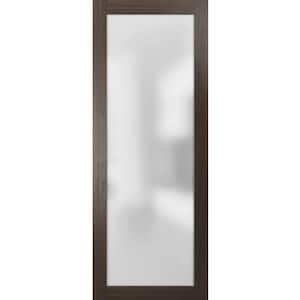 30 in. x 96 in. 1 Panel No Bore Solid 1 Lites Frosted Glass Brown Finished Pine Wood Wood Interior Door Slab