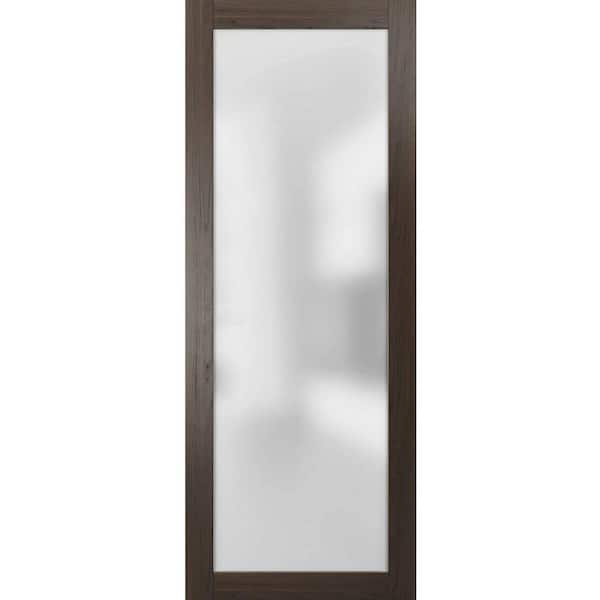 Sartodoors 42 In X 84 In 1 Panel No Bore Solid 1 Lites Frosted Glass Brown Finished Pine Wood 1913