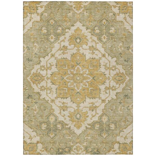 Chantille Machine Washable Indoor/Outdoor Abstract ACN3027 Gold 10 ft. x 14 ft. Area Rug