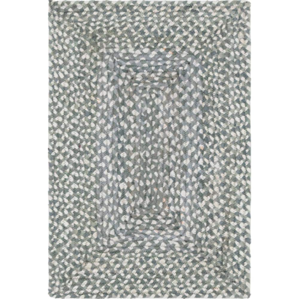 Eco-Friendly Hand-Braided Gray Chindi Rug 2' x 3'