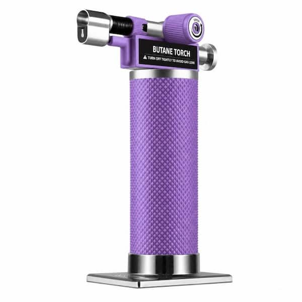 Metal, Purple Butane Torch Lighter with Dual Flame, Adjustable Flame, Refillable, For Baking (Butane Not Included)
