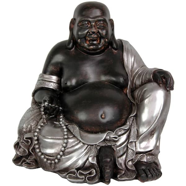 Oriental Furniture 11 in. Sitting Happy Buddha Decorative Statue
