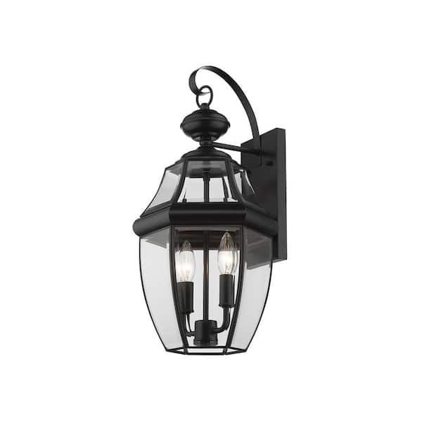 Unbranded Westover Black Outdoor Hardwired Lantern Wall Sconce with No Bulbs Included