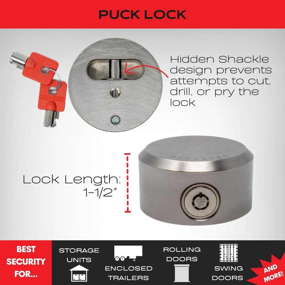 Stainless Steel Round Keyed Gate Puck Lock