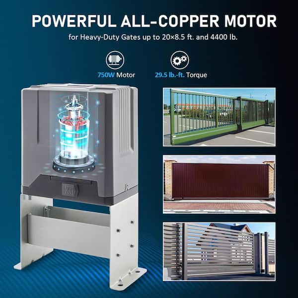 DOORADO Automatic Sliding Gate Opener Kit with Infrared Sensors for 4400lb Doors