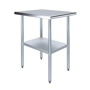 30 in. x 24 in. Stainless Steel Kitchen Utility Table with Adjustable Bottom Shelf