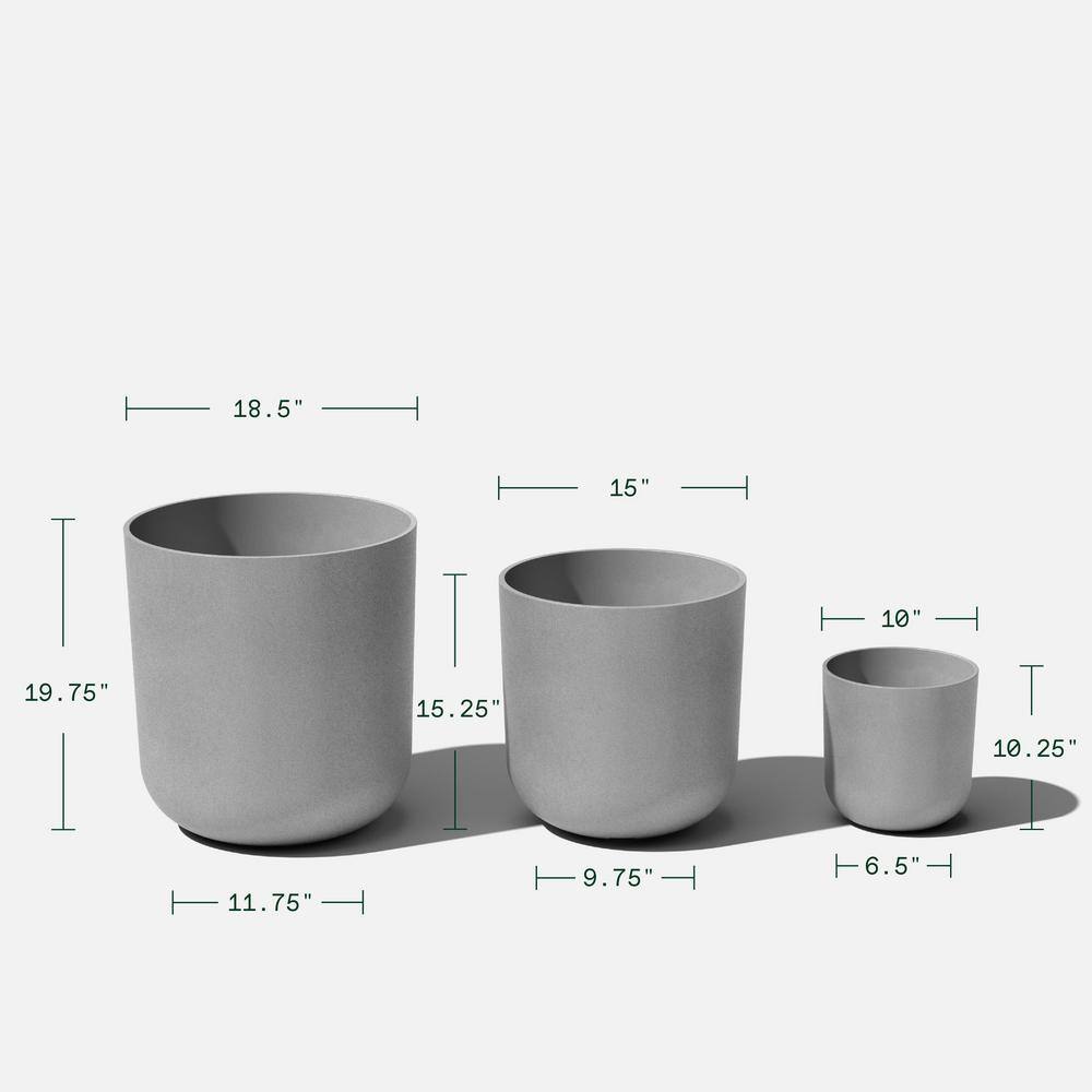 Gray Plastic Composite Indoor/Outdoor Planter Set