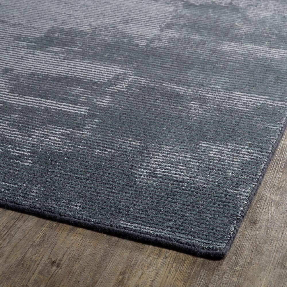 Carbon Dark Grey Handmade Wool and Viscose Rug 2' x 3'