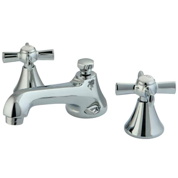 Kingston Brass Millennium 2-Handle 8 in. Widespread Bathroom Faucets with Brass Pop-Up in Polished Chrome