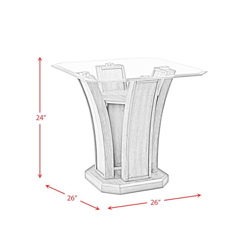 Simms 26'' Gray Transitional Square Glass Top End Table