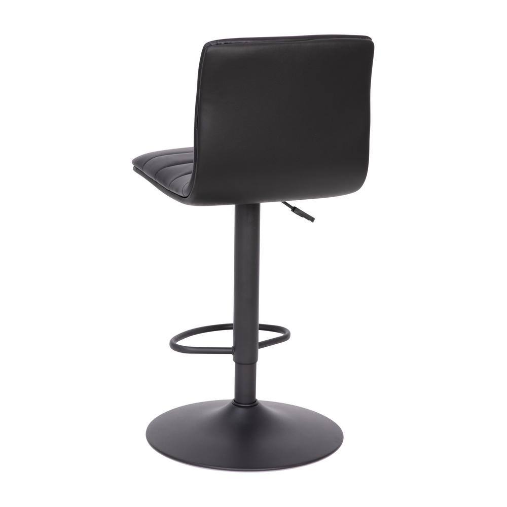 Black Adjustable Swivel Bar Stool with Metal Frame