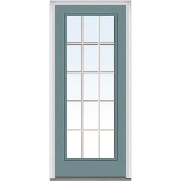 MMI Door 36 in. x 80 in. Grilles Between Glass Left-Hand Inswing Full Lite Clear Painted Steel Prehung Front Door