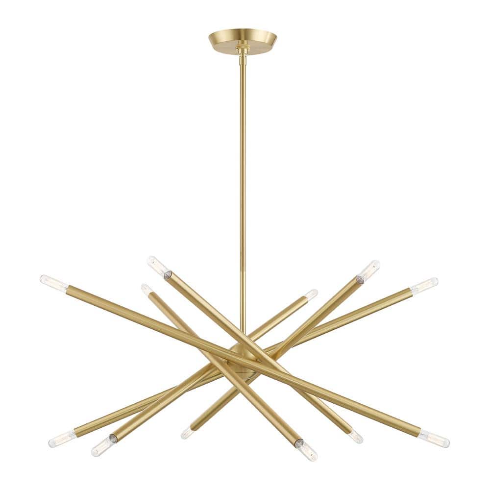Satin Brass Sputnik 12-Light Chandelier with Adjustable Stems