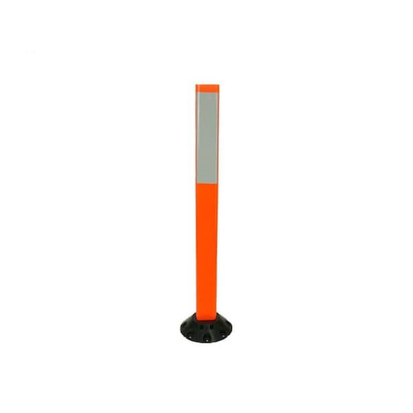 Three D Traffic Works 36 in. Repo Post Workzone Orange Delineator Post with Base and 3 in. x 12 in. High-Intensity White Strip