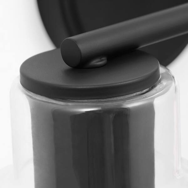 SCOTT LIVING - Sayward 14.125 in. W x 9.625 in. H 2-Light Midnight Black Bathroom Vanity Light with Clear Glass Shades