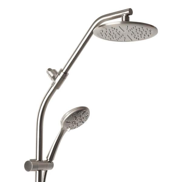 ShowerRail Kit with 8 in. Rain Showerhead and 7-Spray Handheld Showerhead Brushed Nickel