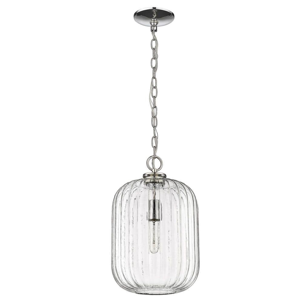 Polished Nickel and Clear Glass Globe Pendant Light