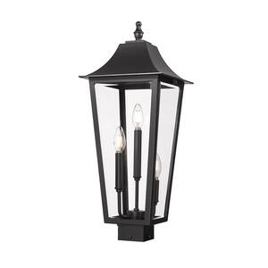 Gannon 3-Light Black Stainless Steel Hardwired Outdoor Marine Grade Post-Light with no bulbs included