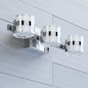 Austin 19.7 in. 3-Light Modern Chrome Integrated LED Adjustable 3 CCT Vanity Light (10-Pack)