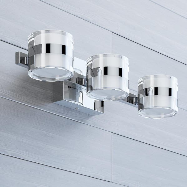 Maxax Austin 19.7 in. 3-Light Modern Chrome Integrated LED Adjustable 3 CCT Vanity Light (10-Pack)