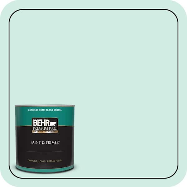 BEHR PREMIUM PLUS 1 qt. Home Decorators Collection #HDC-MD-19 Soft Mint Semi-Gloss Enamel Exterior Paint & Primer