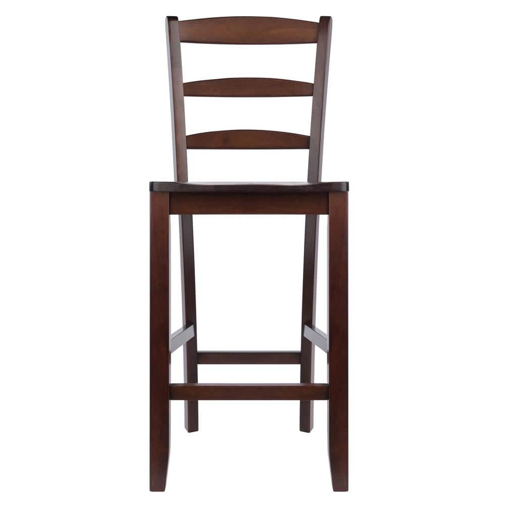 Benjamin Walnut Ladder-Back Wood Counter Stools, Set of 2