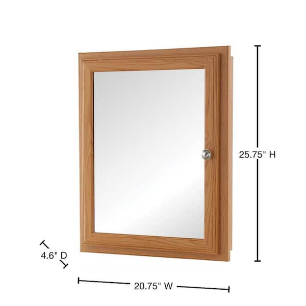 20-3/4 in. x 25-3/4 in. Fog Free Framed Recessed or Surface-Mount Bathroom Medicine Cabinet in Oak 20-3/4 in. x 25-3/4 in. Fog Free Framed Recessed or Surface-Mount Bathroom Medicine Cabinet in Oak
