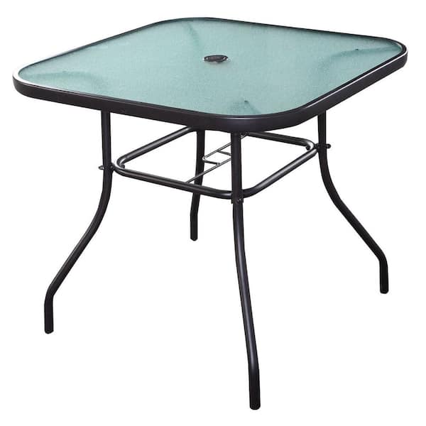 Costway Black Square Steel Bar Dining Table Outdoor Patio Table