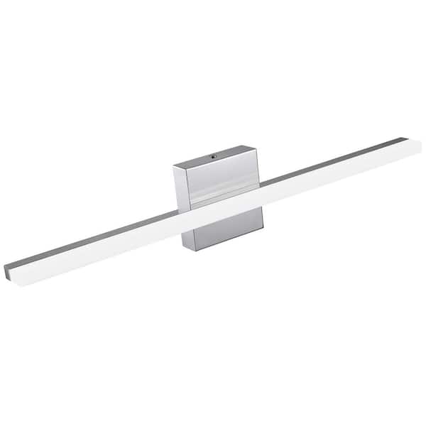 LamQee 23.6 in. 1-Light 24-Watt 6500K Cool White Chrome Integrated LED Vanity Light Bar for Bathroom