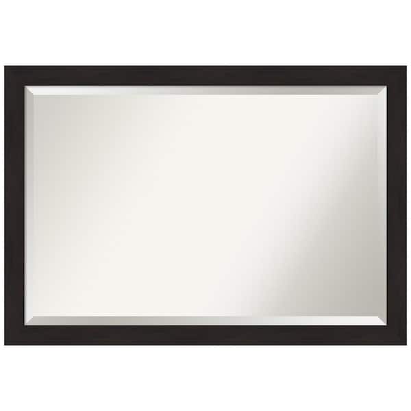 Amanti Art Medium Rectangle Espresso Brown/Tan Beveled Glass Modern Mirror (27.5 in. H x 39.5 in. W)