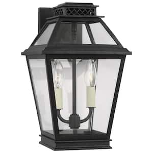 Falmouth Small 2-Light Dark Weathered Zinc Hardwired Outdoor Wall Lantern Sconce
